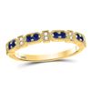 Image 1 : Blue Sapphire Diamond Stackable Band Ring 1/4 Cttw 10kt Yellow Gold