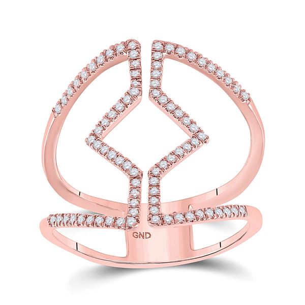 Diamond Bisected Negative Space Band Ring 1/4 Cttw 10kt Rose Gold