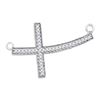 Image 1 : Diamond Curved Sideways Cross Pendant Necklace 1/6 Cttw Sterling Silver