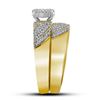 Image 2 : Diamond Cluster Bridal Wedding Ring Band Set 3/8 Cttw 10kt Yellow Gold