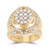 Image 1 : Mens Diamond Cluster Ring 2-1/4 Cttw 10kt Yellow Gold