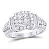 Image 1 : Princess Diamond Square Frame Cluster Ring 1-3/4 Cttw 10kt White Gold