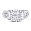 Image 2 : Princess Diamond Square Frame Cluster Ring 1-3/4 Cttw 10kt White Gold