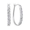 Image 1 : Diamond Oblong Hoop Earrings 1/5 Cttw 10kt White Gold