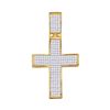 Image 1 : Mens Princess Diamond Cross Charm Pendant 1-1/2 Cttw 10kt Yellow Gold