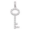 Image 1 : Pave-set Diamond Small Key Pendant 1/4 Cttw 10kt White Gold