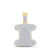 Image 1 : Mens Diamond Bubble I Letter Charm Pendant 3/4 Cttw 10kt Yellow Gold