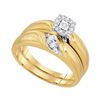 Image 3 : His Hers Diamond Solitaire Matching Wedding Set 1/4 Cttw 10kt Yellow Gold