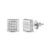 Image 1 : Diamond Square Earrings 1/20 Cttw 10kt White Gold
