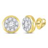 Image 1 : Diamond Cluster Stud Earrings 1 Cttw 14kt Yellow Gold