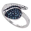 Image 1 : Blue Color Enhanced Diamond Tulip Ring 1/2 Cttw 10kt White Gold