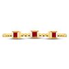 Image 2 : Princess Ruby 3-Stone Beaded Stackable Band Ring 1/20 Cttw 10kt Yellow Gold