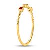 Image 3 : Princess Ruby 3-Stone Beaded Stackable Band Ring 1/20 Cttw 10kt Yellow Gold