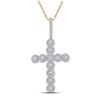Image 1 : Mens Diamond Cross Charm Pendant 1-1/2 Cttw 10kt Yellow Gold