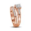 Image 3 : Diamond Bridal Wedding Ring Band Set 1/5 Cttw 10kt Rose Gold