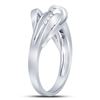Image 3 : Diamond Crossover Strand Band Ring 1/10 Cttw 10kt White Gold