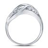 Image 4 : Diamond Crossover Strand Band Ring 1/10 Cttw 10kt White Gold