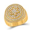 Image 1 : Mens Diamond Magen David Star Circle Ring 2 Cttw 10kt Yellow Gold