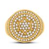 Image 2 : Mens Diamond Magen David Star Circle Ring 2 Cttw 10kt Yellow Gold