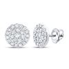 Image 1 : Diamond Cluster Earrings 3/4 Cttw 10kt White Gold