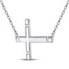Image 2 : Diamond Horizontal Cross Necklace 1/20 Cttw Sterling Silver