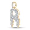 Image 2 : Mens Diamond Dripping R Letter Charm Pendant 3/4 Cttw 10kt Yellow Gold