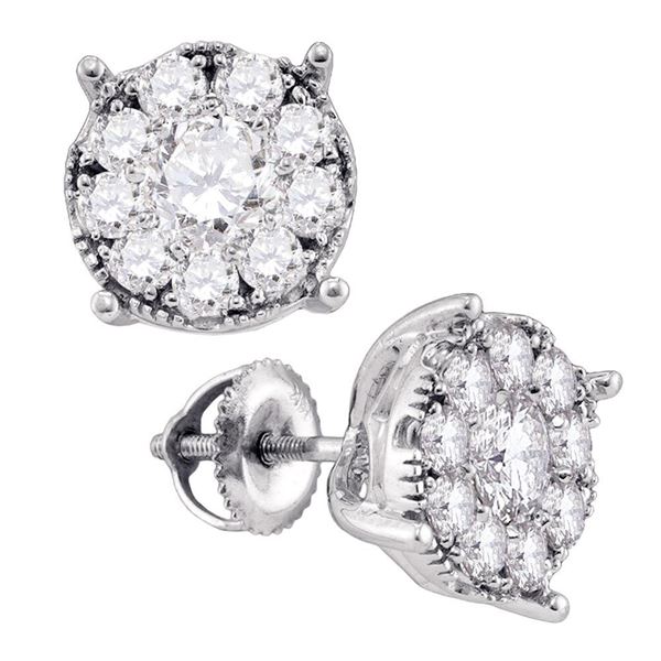 Diamond Cluster Earrings 1/3 Cttw 14kt White Gold