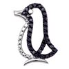 Image 1 : Black Color Enhanced Diamond Penguin Pendant 5/8 Cttw Sterling Silver