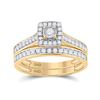Diamond Halo Bridal Wedding Ring Band Set 1/2 Cttw 10kt Yellow Gold