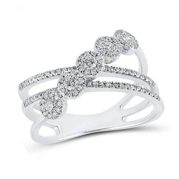 Diamond Crossover Fashion Ring 1/2 Cttw 10kt White Gold