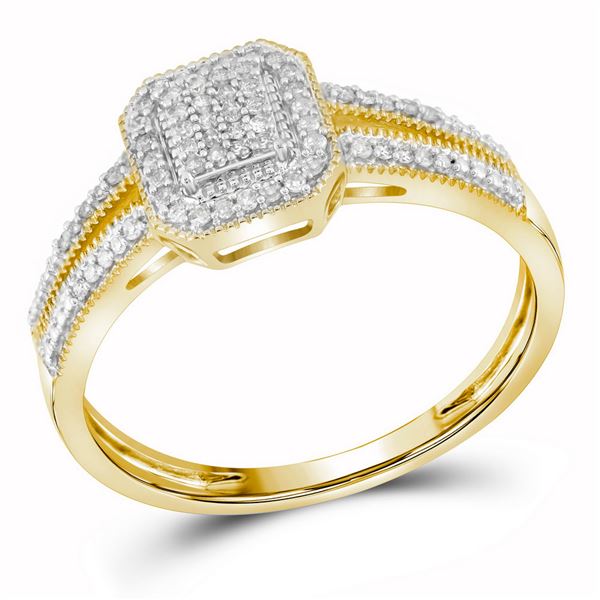 Diamond Square Cluster Ring 1/6 Cttw 10kt Yellow Gold