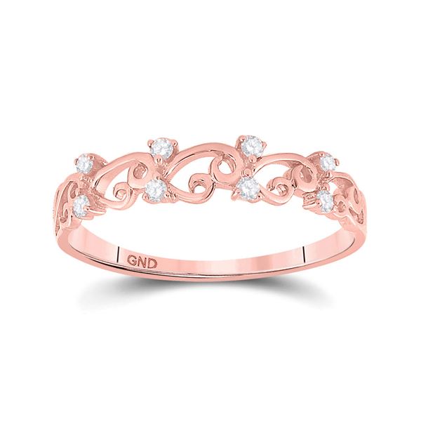 Diamond Curl Band Ring 1/10 Cttw 10kt Rose Gold