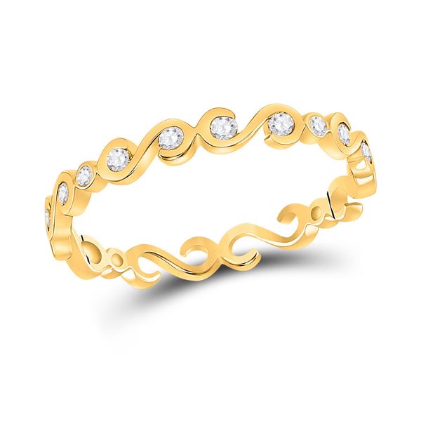 Diamond S-Shape Stackable Band Ring 1/8 Cttw 10kt Yellow Gold