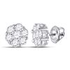 Diamond Flower Cluster Earrings 2 Cttw 14kt White Gold