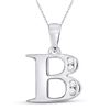 Diamond B Letter Pendant 1/20 Cttw 10kt White Gold