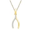 Wishbone Lucky Prosperity Charm Pendant 1/20 Cttw 10k Yellow Gold