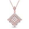 Image 1 : Diamond Blue Sapphire Square Pendant 7/8 Cttw 14kt Rose Gold