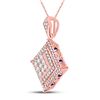 Image 2 : Diamond Blue Sapphire Square Pendant 7/8 Cttw 14kt Rose Gold