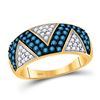 Image 1 : Blue Color Enhanced Diamond Fashion Ring 7/8 Cttw 10kt Yellow Gold