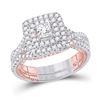 Image 1 : Princess Diamond Bridal Wedding Ring Band Set 1-1/2 Cttw 14kt Two-tone Gold