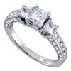 Princess Diamond Princess Bridal Wedding Engagement Ring 1-1/2 Cttw 14kt White Gold