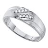 Mens Diamond Wedding Band Ring 1/8 Cttw 10kt White Gold