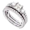 Princess Diamond Cluster Bridal Wedding Ring Band Set 2 Cttw 14kt White Gold