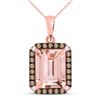 Emerald-cut Morganite Solitaire Brown Diamond Pendant 2-3/4 Cttw 10kt Rose Gold
