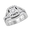 Diamond Bridal Wedding Ring Band Set 1 Cttw 14kt White Gold