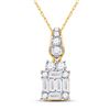 Image 1 : Baguette Diamond Square Cluster Pendant 1/3 Cttw 14kt Yellow Gold