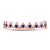 Image 2 : Blue Sapphire Chevron Stackable Band Ring 1/10 Cttw 10kt Rose Gold