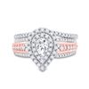Image 2 : Pear Diamond Bridal Wedding Ring Band Set 1 Cttw 14kt Two-tone Gold