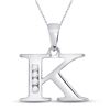 Diamond K Initial Letter Pendant 1/20 Cttw 10kt White Gold