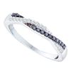 Black Color Enhanced Diamond Slender Twist Band 1/4 Cttw 14kt White Gold